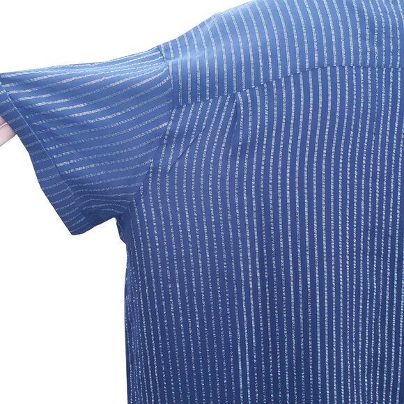 Wild Fang Empower Shirt Dress Navy Lurex Stripe Short Sleeve Collar Xlarge - Picture 6 of 7